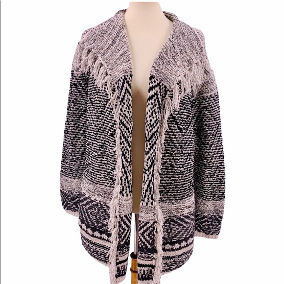J. Jill Sweaters - J. Jill Barley Fringe Open Front Knit Cardigan